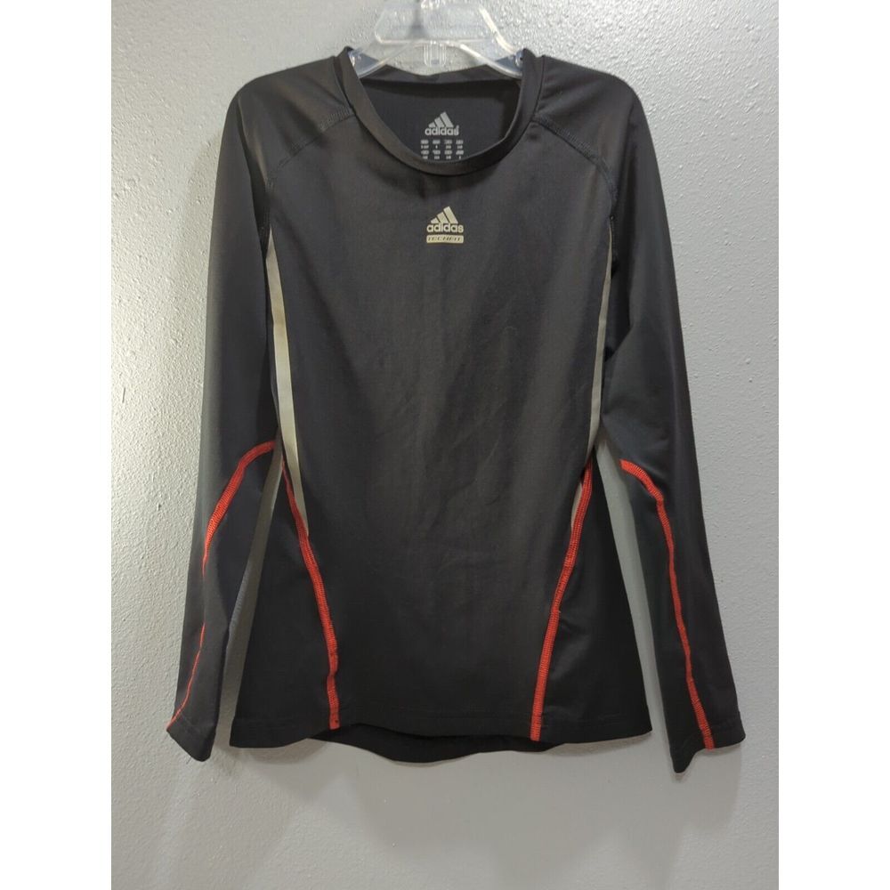 Adidas Boys Black Size Small 9-10yrs Techfit Climalite Long Sleeve Shirt 573